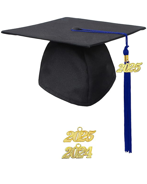 MyGradDay Unisex Adult Matte Graduation Cap with 2024 2025 Tassel Year Charm for High School & Bachelor