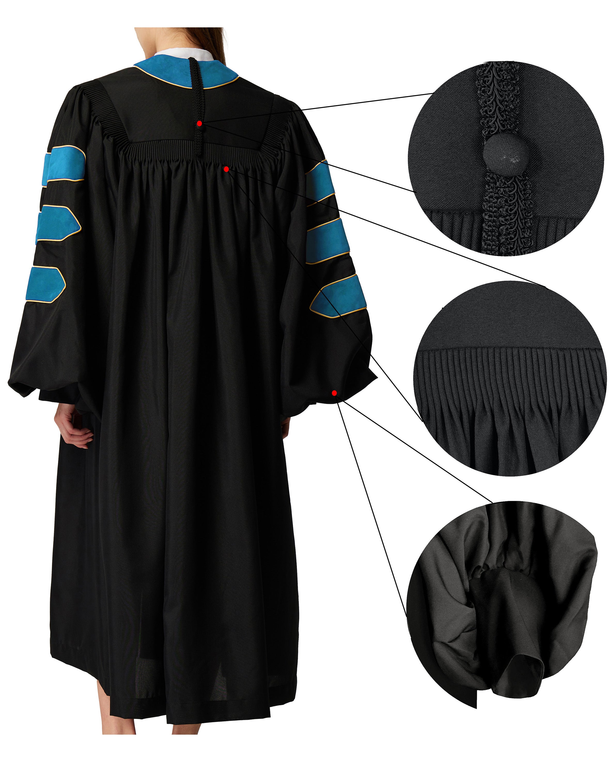Deluxe Doctoral Graduation Gown|Graduation Regalia|PHD Gown with Gold Piping