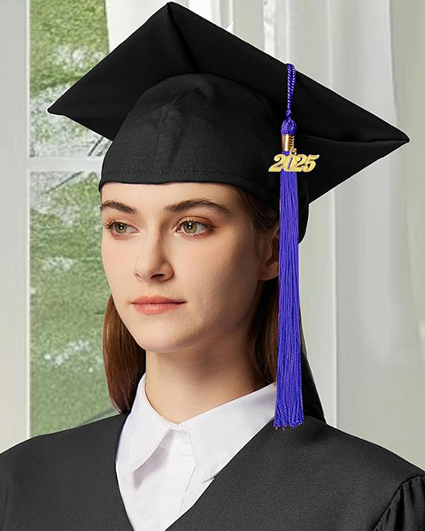 MyGradDay Unisex Adult Matte Graduation Cap with 2024 2025 Tassel Year Charm for High School & Bachelor