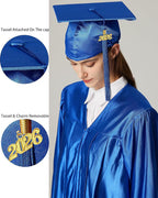 MyGradDay Unisex Adult Shiny Graduation Cap with Tassel 2026 Year Charm