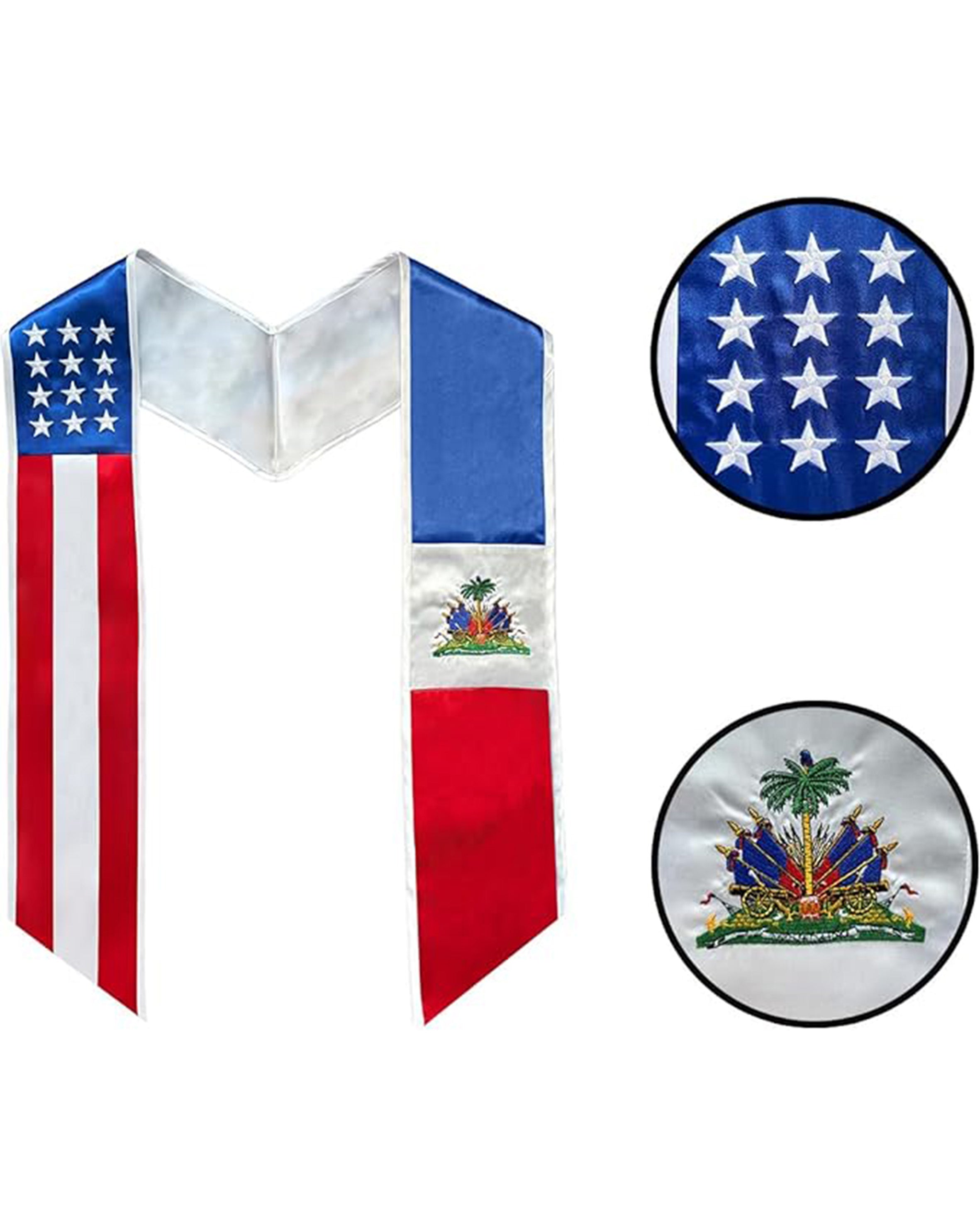 Mixed Flag Graduation Stole  For International Graduates  (USA + International)