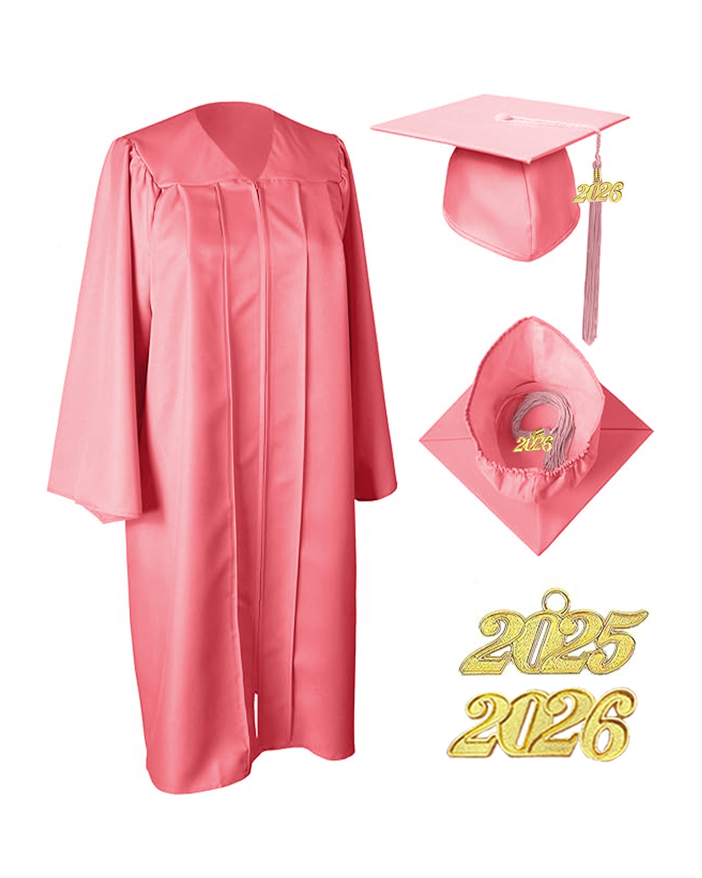 Unisex Matte Graduation Cap & Gown with Tassel 2026 Year Charm ( Rich Color )