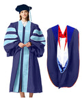 Customized Doctoral Graduation Gown Navy-8S Tam & Hood MyGradDay