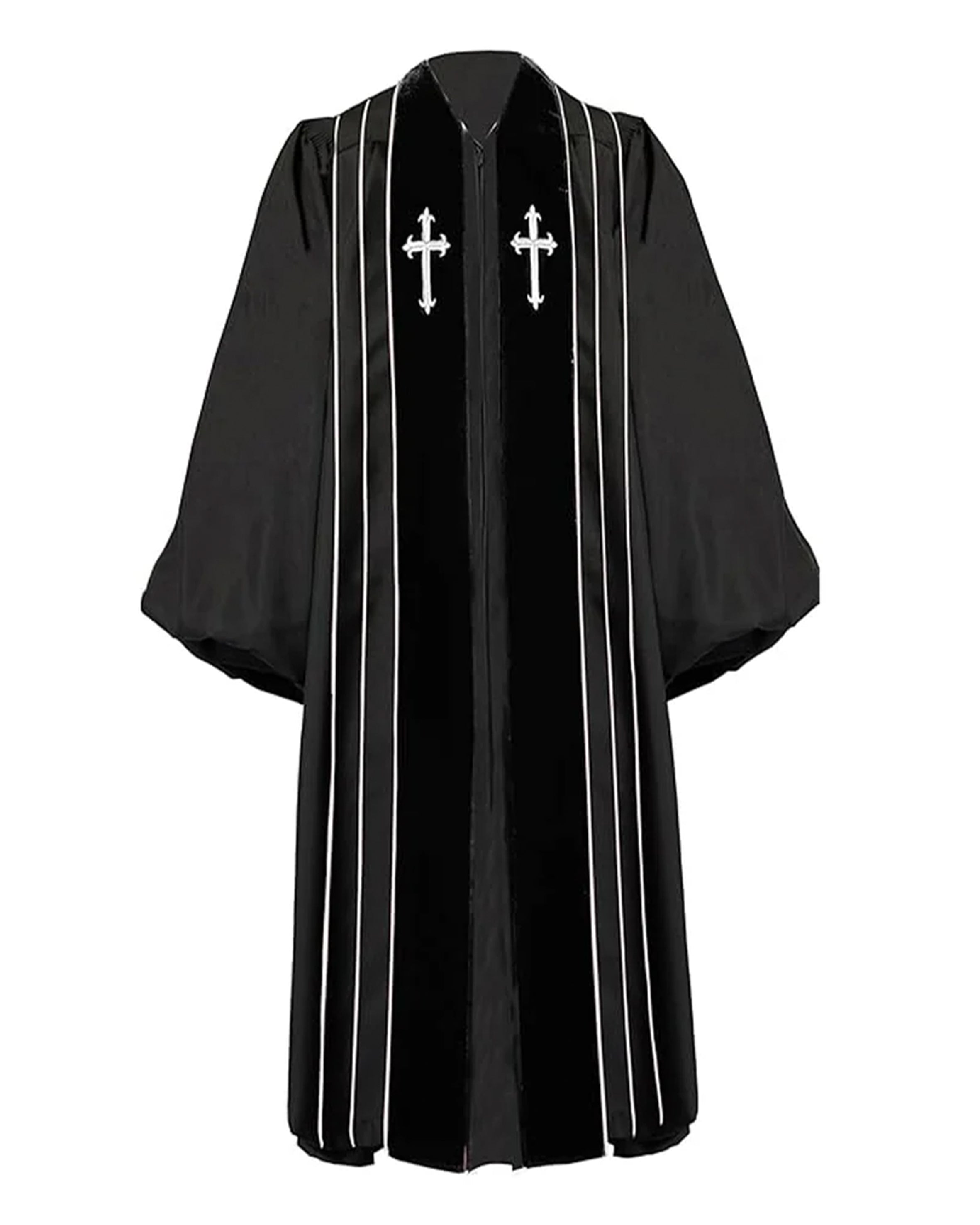 Customized Unisex Black doctoral Pulpit Robes of Divinity | Clergy Robe