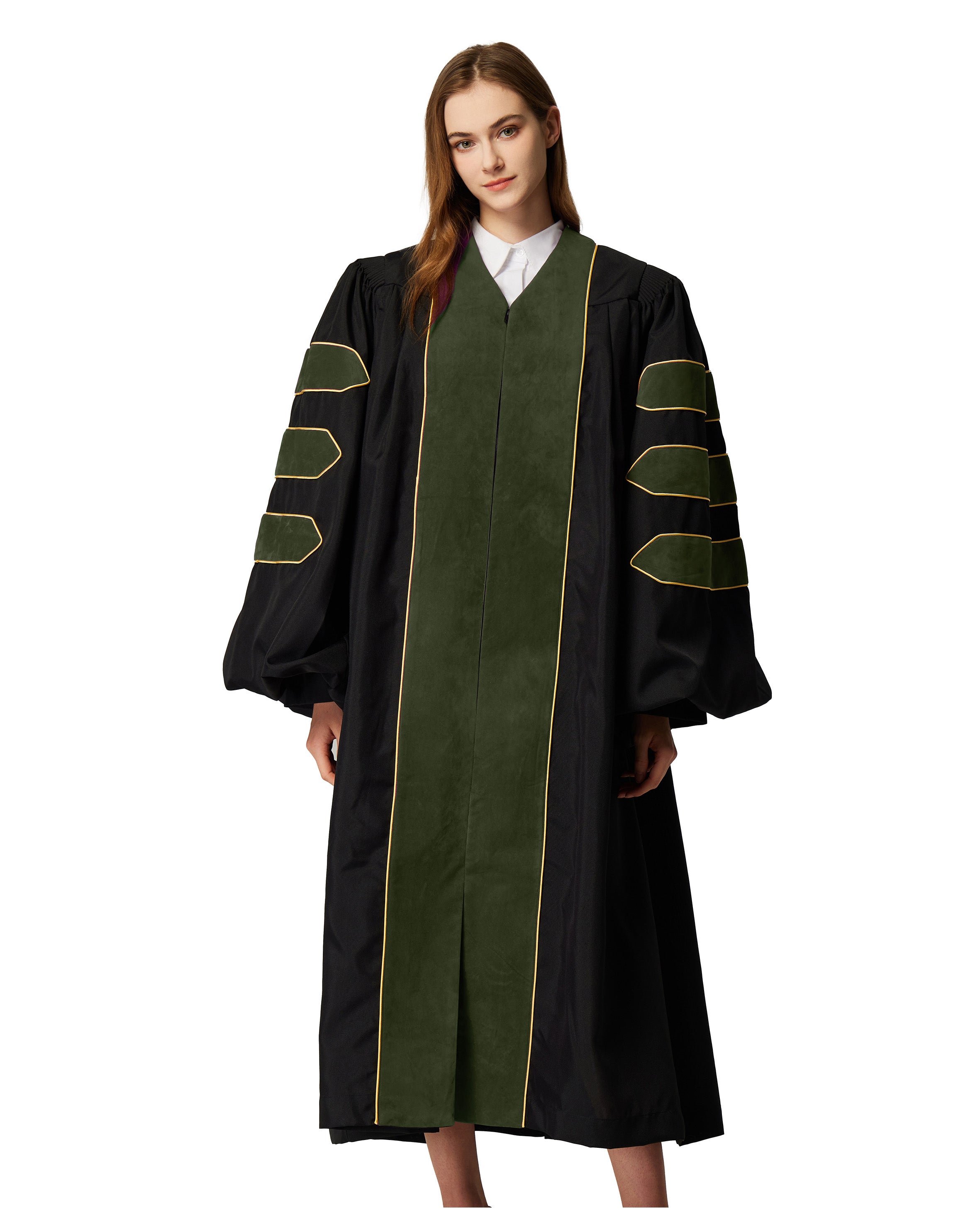 Deluxe Doctoral Graduation Gown|Graduation Regalia|PHD Gown with Gold Piping