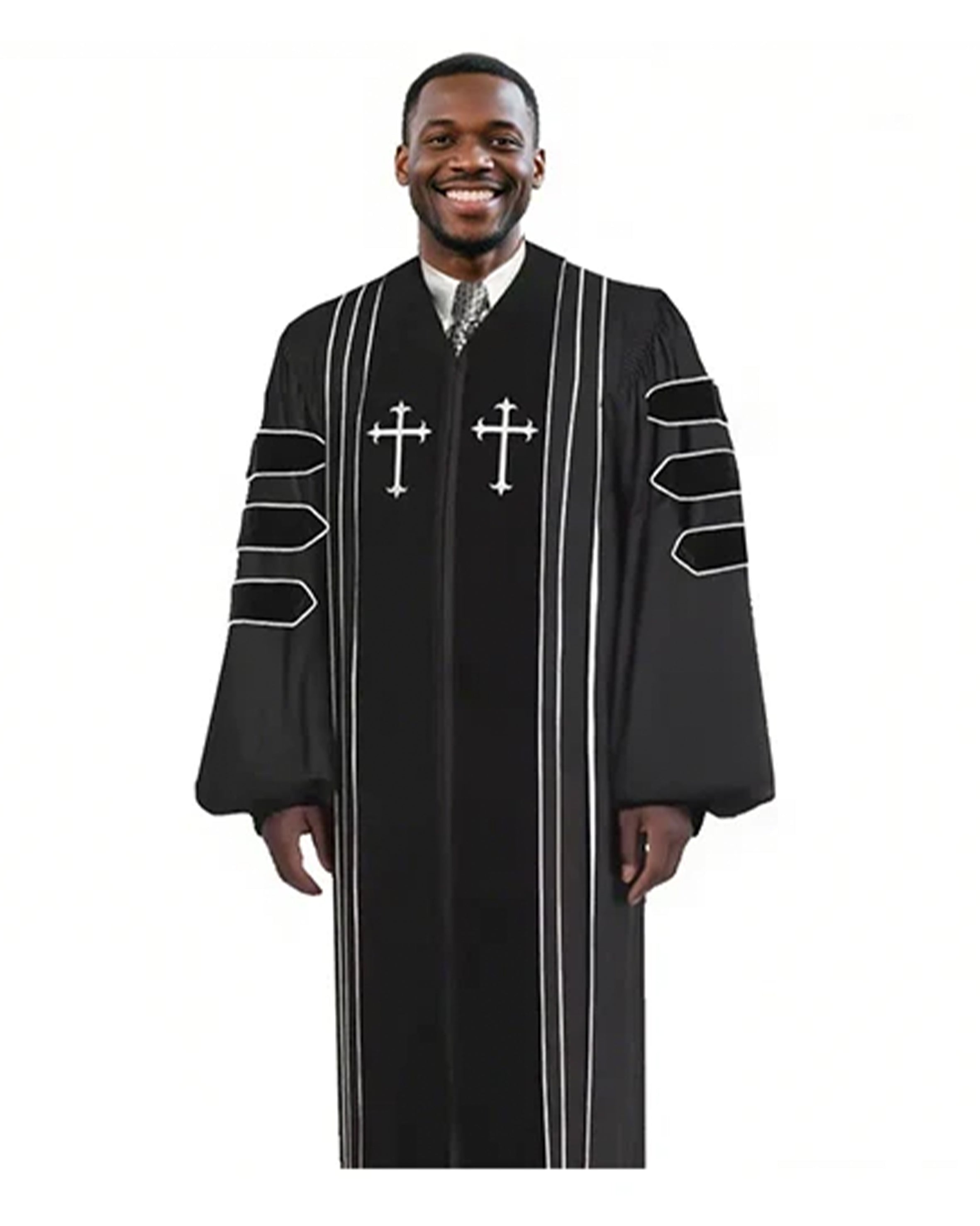 Customized Unisex Black doctoral Pulpit Robes of Divinity | Clergy Robe