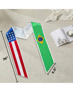 Mixed Flag Graduation Stole  For International Graduates  (USA + International)