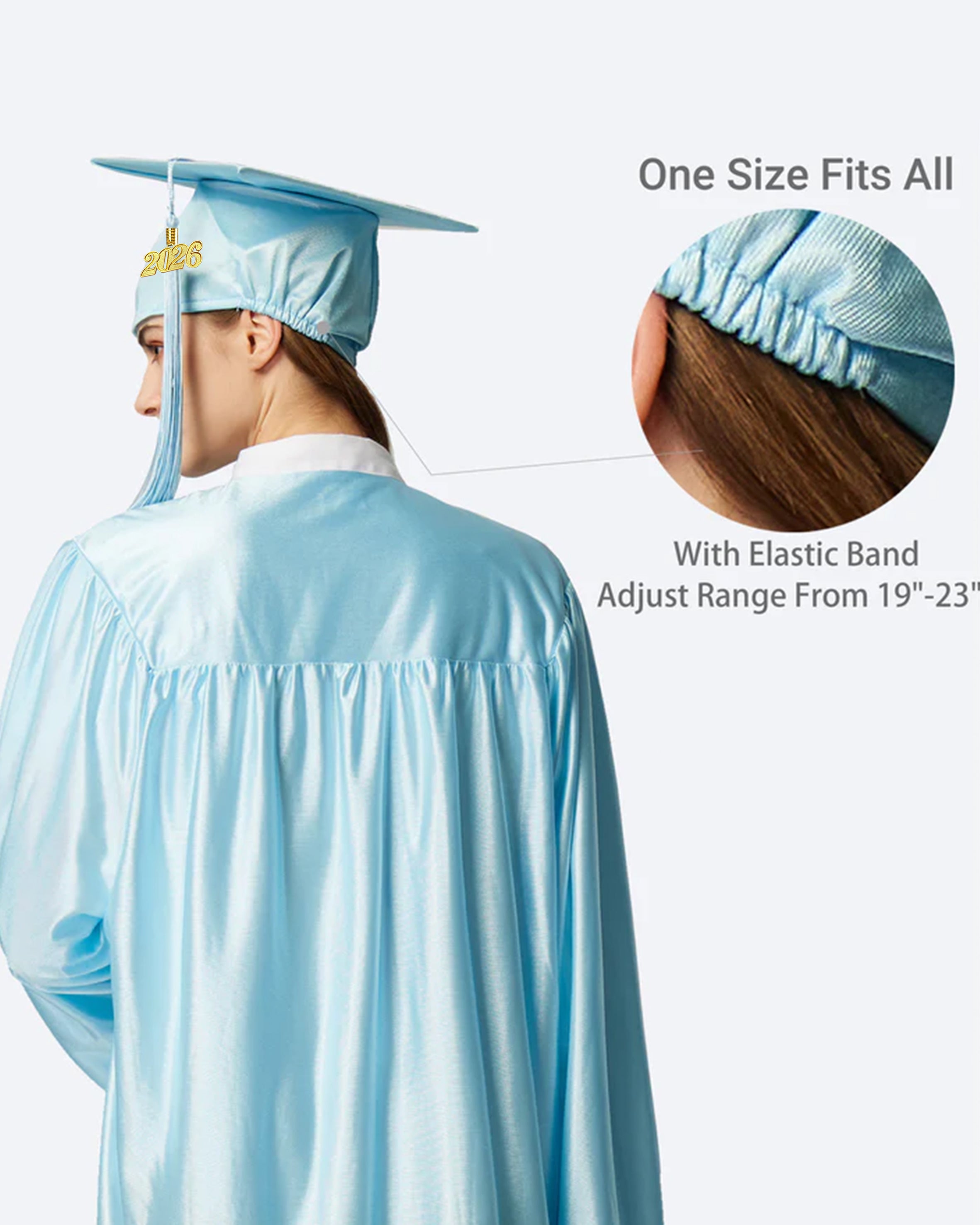 Unisex Shiny Graduation Cap and Gown with Tassel 2026 Year Charm ( Rich Color )