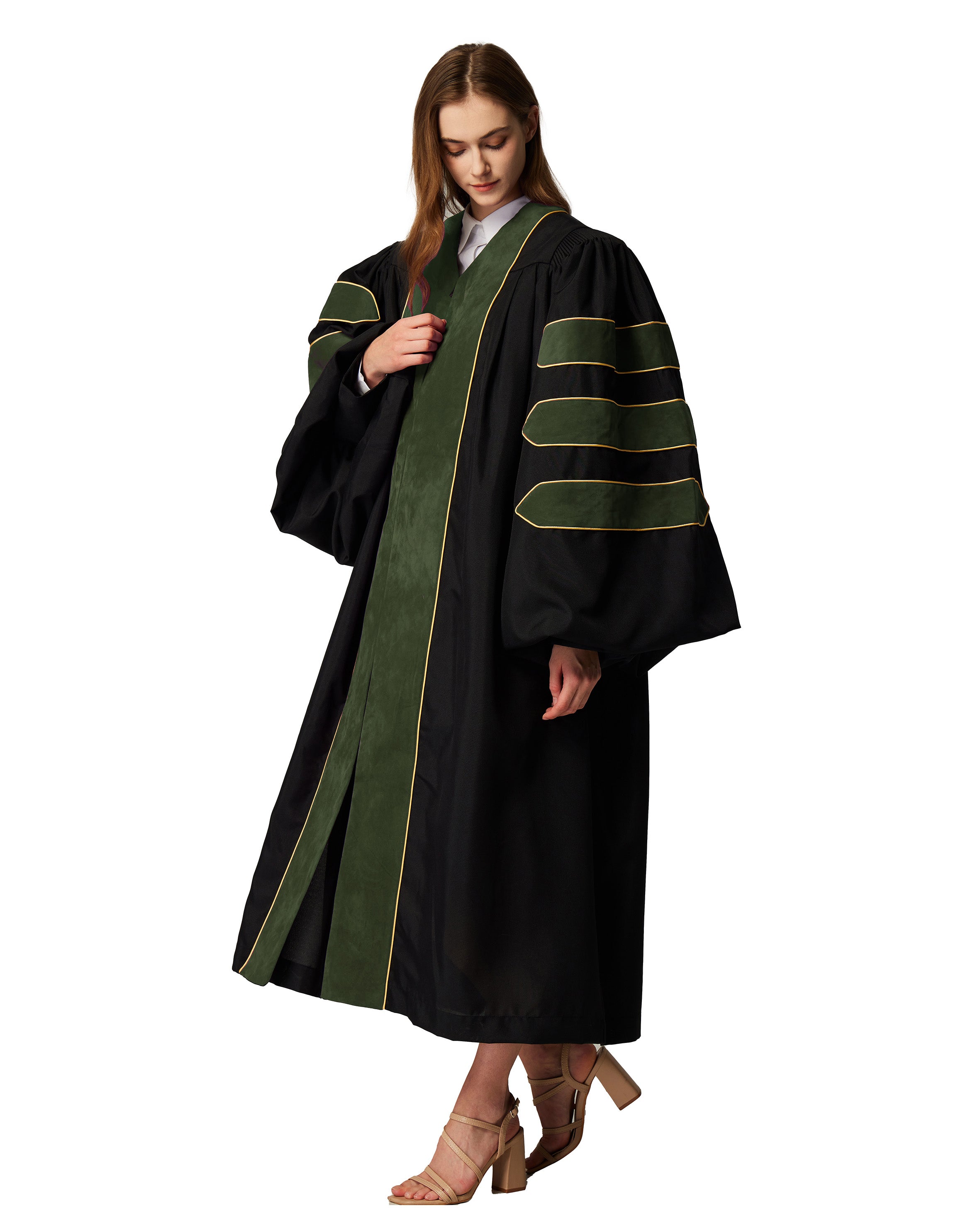 Deluxe Doctoral Graduation Gown|Graduation Regalia|PHD Gown with Gold Piping
