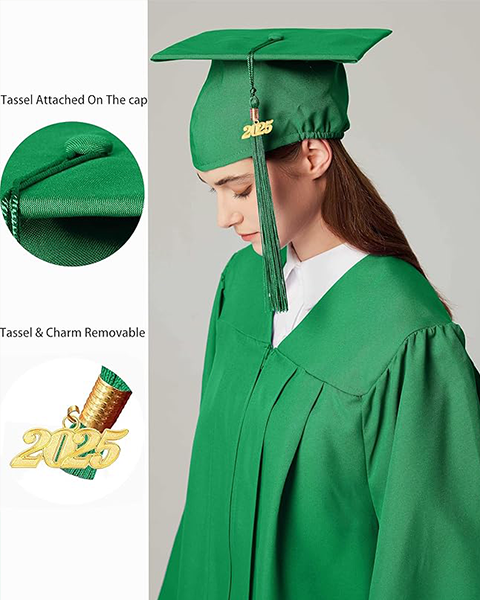MyGradDay Unisex Adult Matte Graduation Cap with 2024 2025 Tassel Year Charm for High School & Bachelor