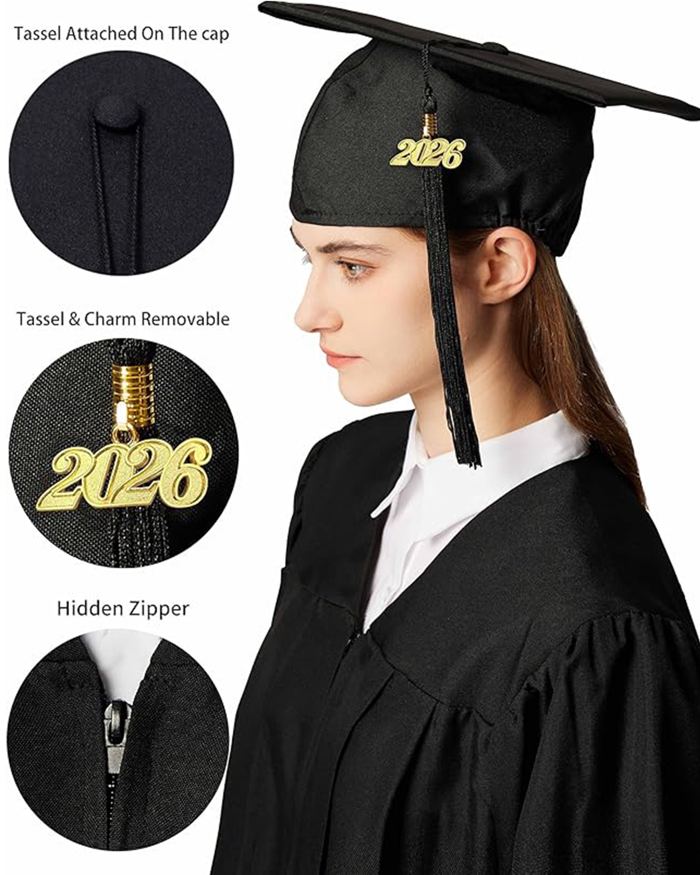 MyGradDay Unisex Master Graduation Gown Cap and Hood Master Regalia with 2026 Tassel