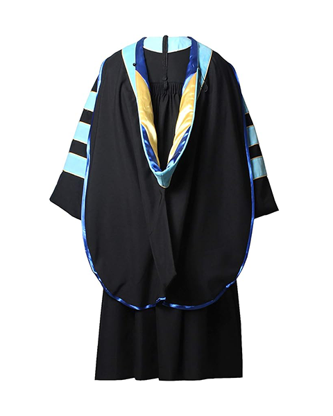 Deluxe Doctoral Graduation Gown with Gold Piping Plus Doctoral Tam and Doctoral Hood  Package（Rich Color）
