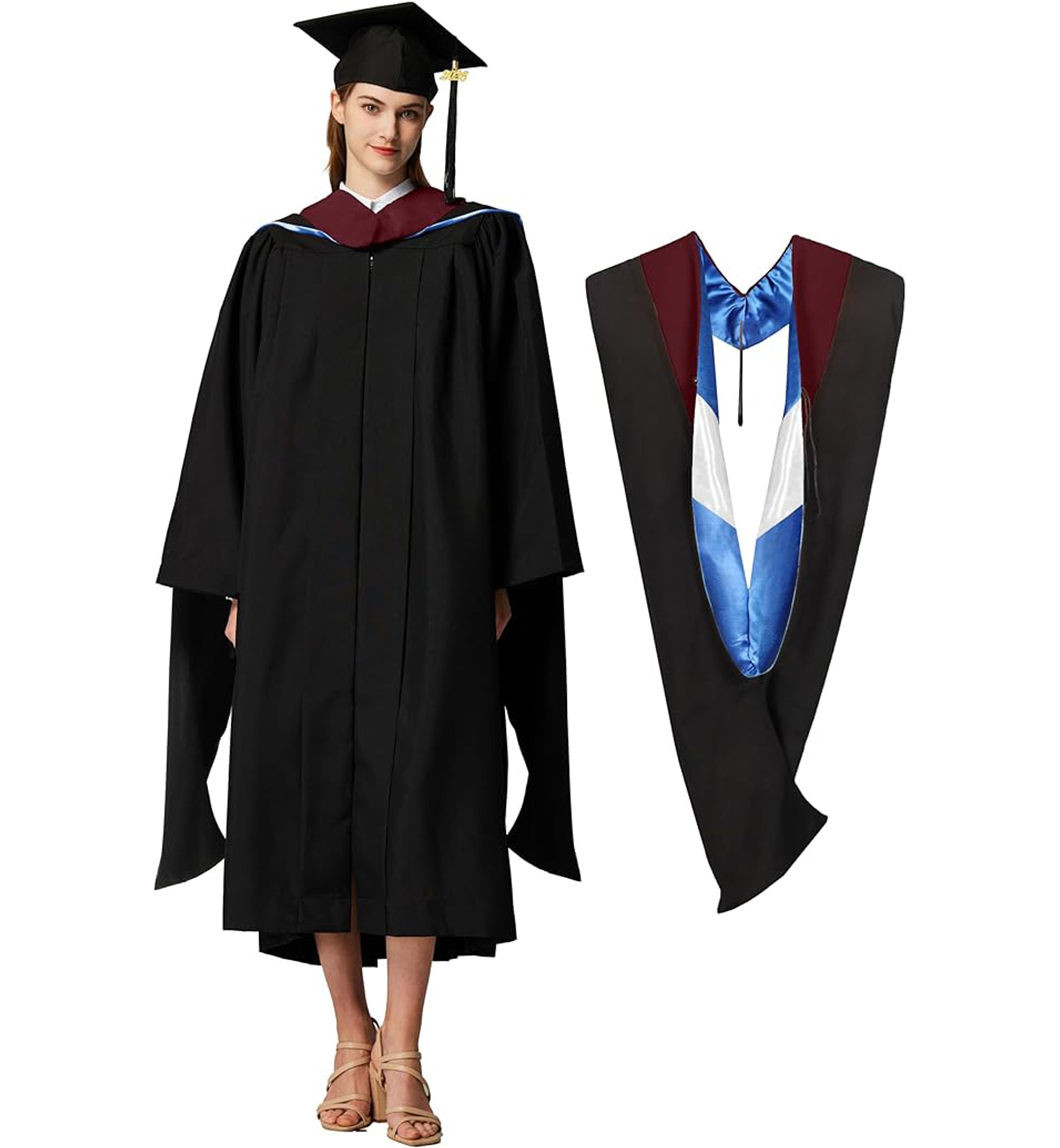 MyGradDay Unisex Master Graduation Gown Cap and Hood Master Regalia with 2026 Tassel