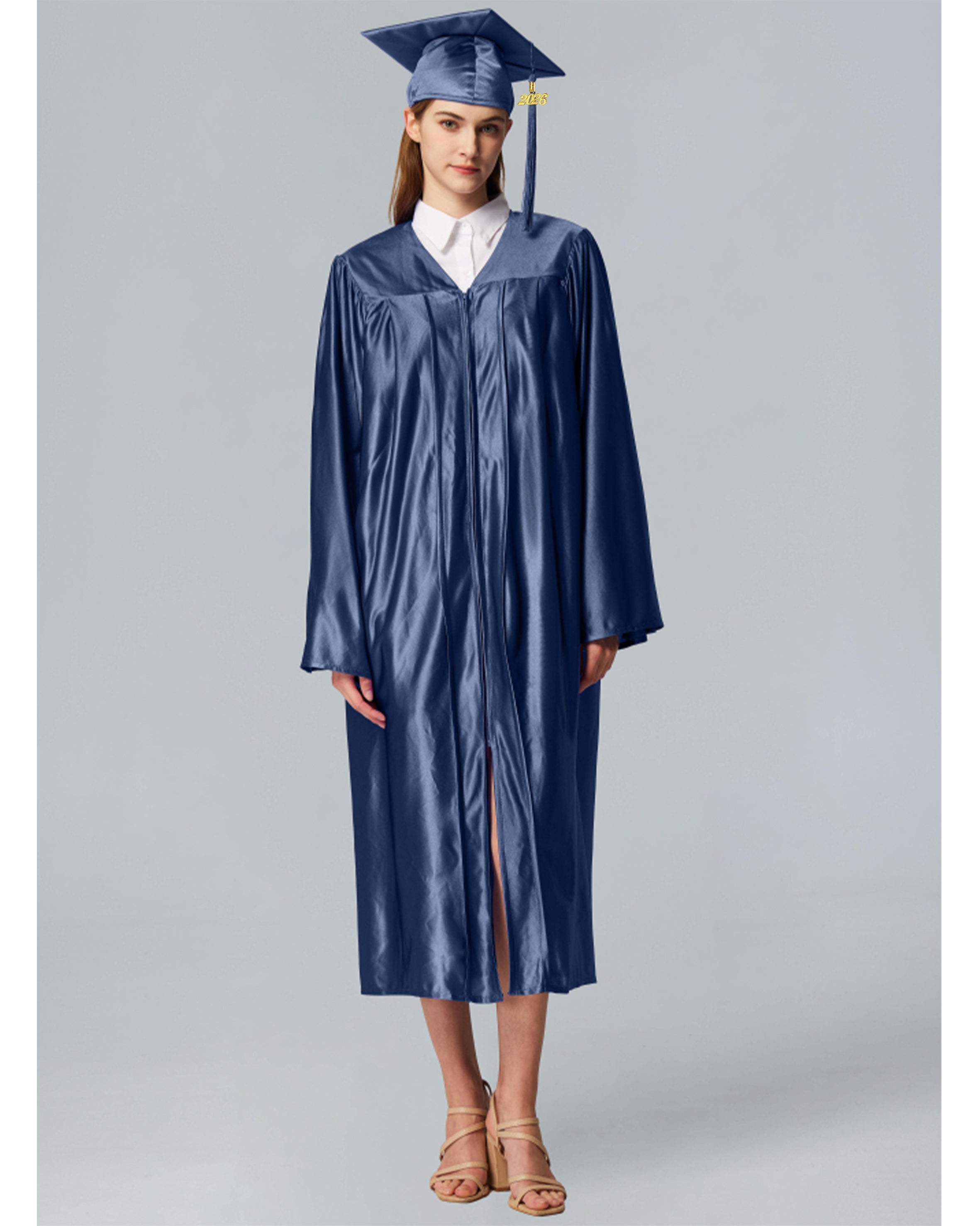 Unisex Shiny Graduation Cap and Gown with Tassel 2026 Year Charm ( Rich Color )