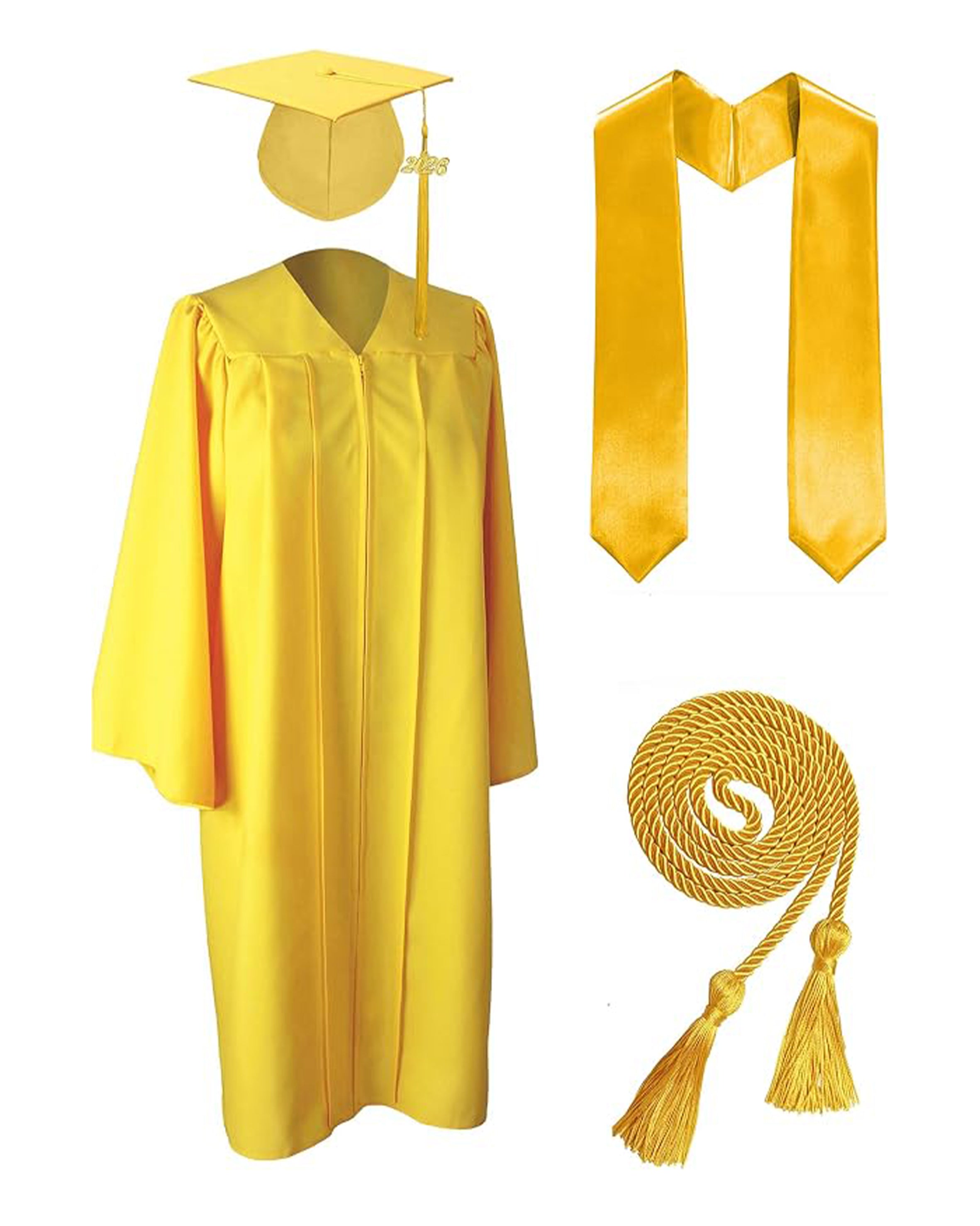MyGradDay Unisex Matte Graduation Cap and Gown 2026 Set with Tassel Honor Cord Graduation Stoles