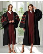 Deluxe Doctoral Graduation Gown|Graduation Regalia|PHD Gown with Gold Piping