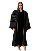 Deluxe Doctoral Graduation Gown|Graduation Regalia|PHD Gown with Gold Piping