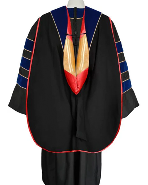 Deluxe Doctoral Graduation Hood with Gold Piping or NO piping