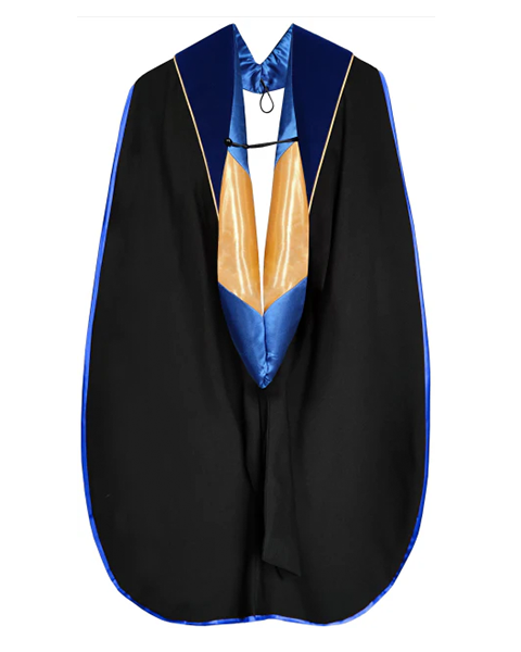 Deluxe Doctoral Graduation Hood with Gold Piping or NO piping