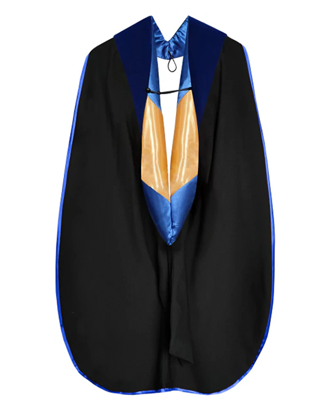 Deluxe Doctoral Graduation Hood with Gold Piping or NO piping