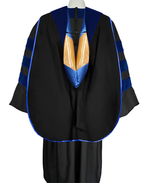 Deluxe Doctoral Graduation Hood with Gold Piping or NO piping