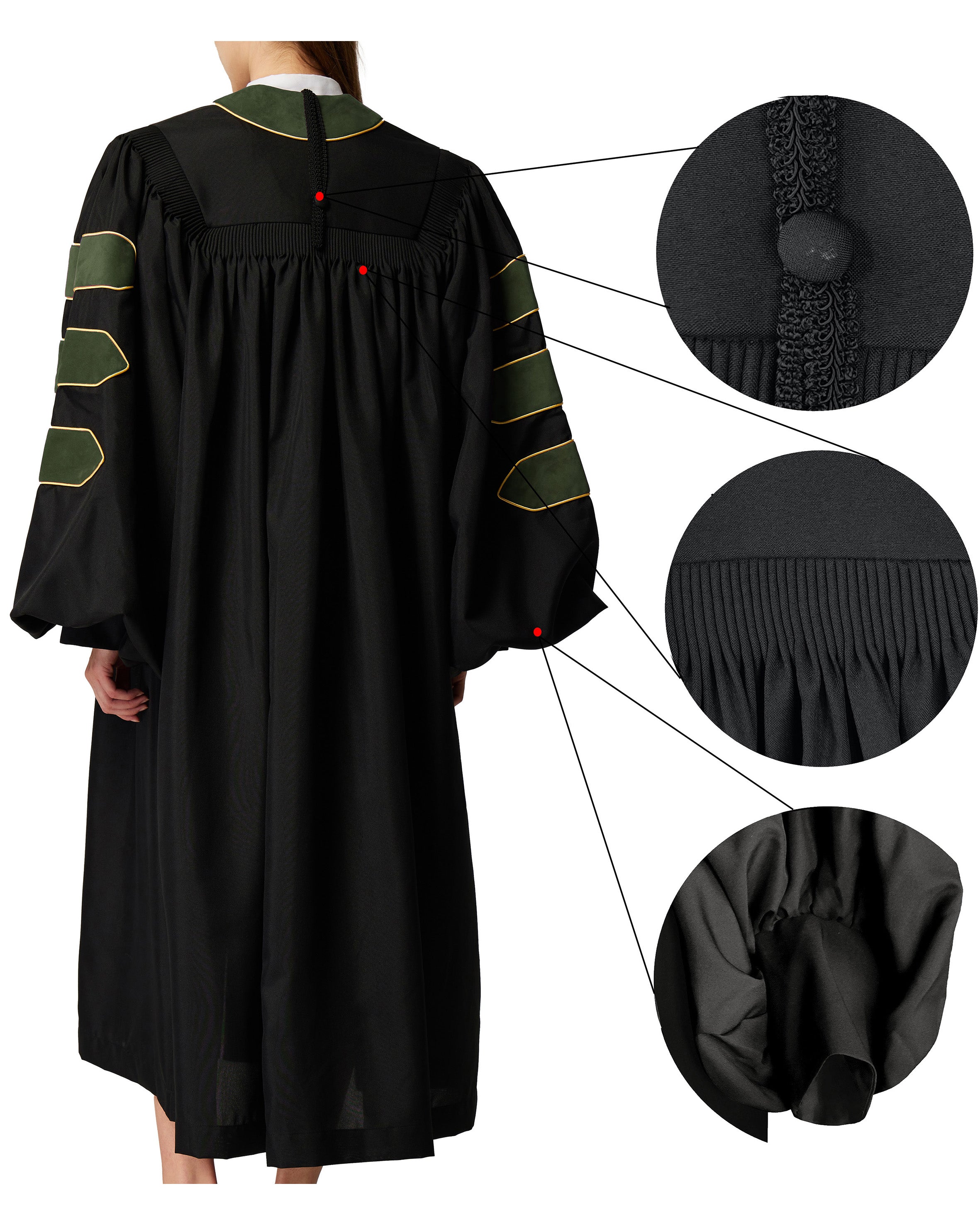 Deluxe Doctoral Graduation Gown|Graduation Regalia|PHD Gown with Gold Piping
