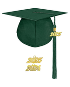 MyGradDay Unisex Adult Matte Graduation Cap with 2024 2025 Tassel Year Charm for High School & Bachelor