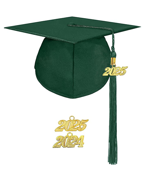 MyGradDay Unisex Adult Matte Graduation Cap with 2024 2025 Tassel Year Charm for High School & Bachelor