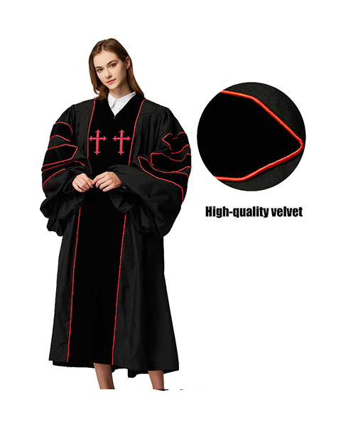 MyGradDay Black doctoral pulpit robes of Divinity Clergy Robe
