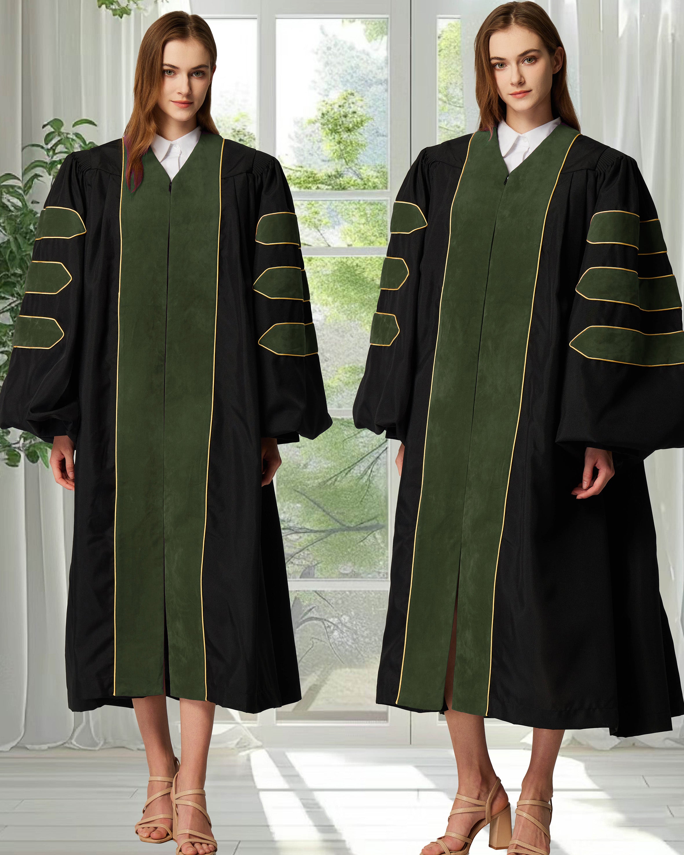 Deluxe Doctoral Graduation Gown|Graduation Regalia|PHD Gown with Gold Piping