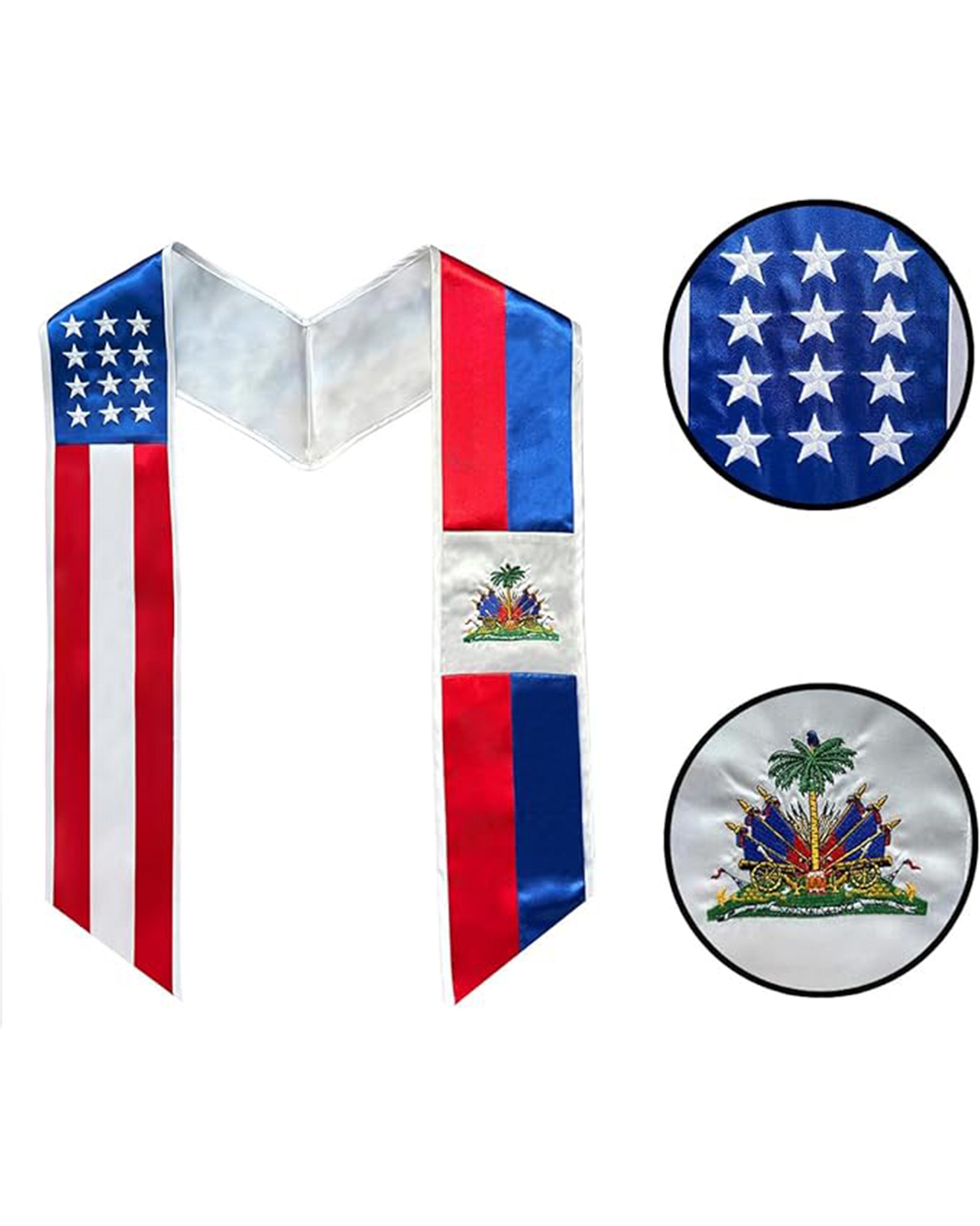Mixed Flag Graduation Stole  For International Graduates  (USA + International)