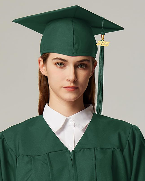 MyGradDay Unisex Adult Matte Graduation Cap with 2024 2025 Tassel Year Charm for High School & Bachelor
