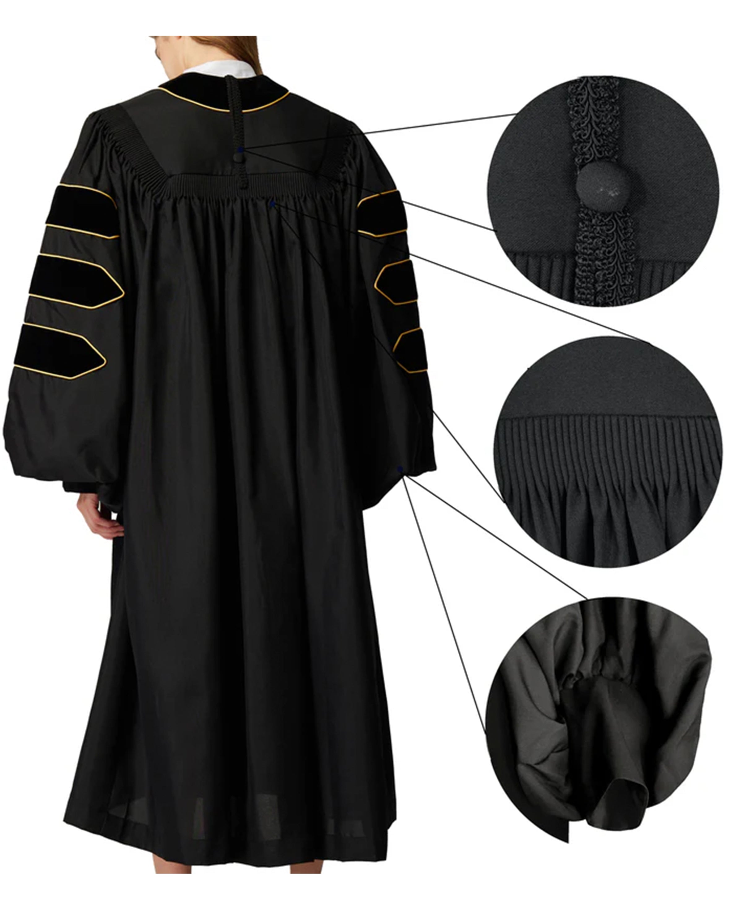 Customized Unisex Deluxe Doctor of Divinity Clergy Robes | Doctorate pulpit robes with Gold Piping MyGradDay