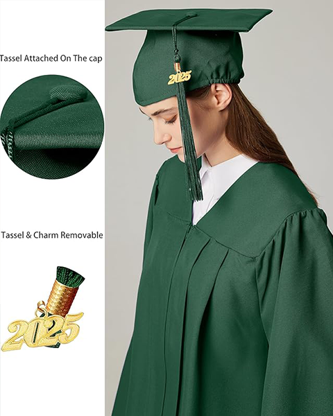 MyGradDay Unisex Adult Matte Graduation Cap with 2024 2025 Tassel Year Charm for High School & Bachelor