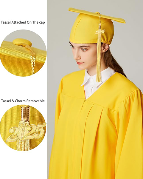 MyGradDay Unisex Adult Matte Graduation Cap with 2024 2025 Tassel Year Charm for High School & Bachelor