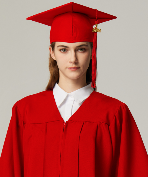 Unisex Adult Matte Graduation Cap with Graduation Tassel Charm 2024（Red）