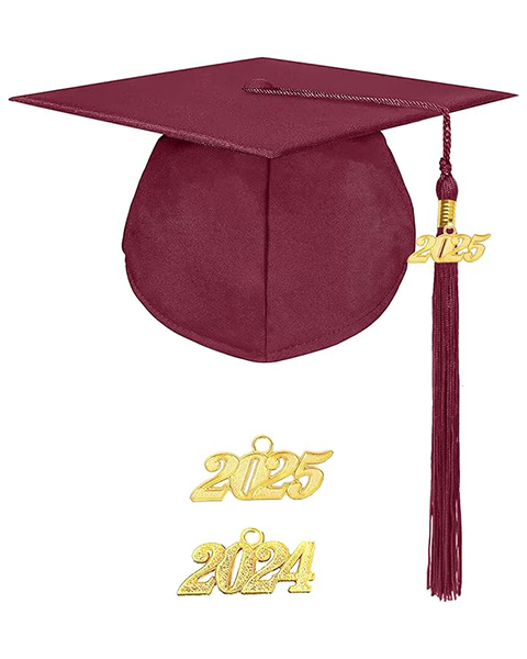 MyGradDay Unisex Adult Matte Graduation Cap with 2024 2025 Tassel Year Charm for High School & Bachelor