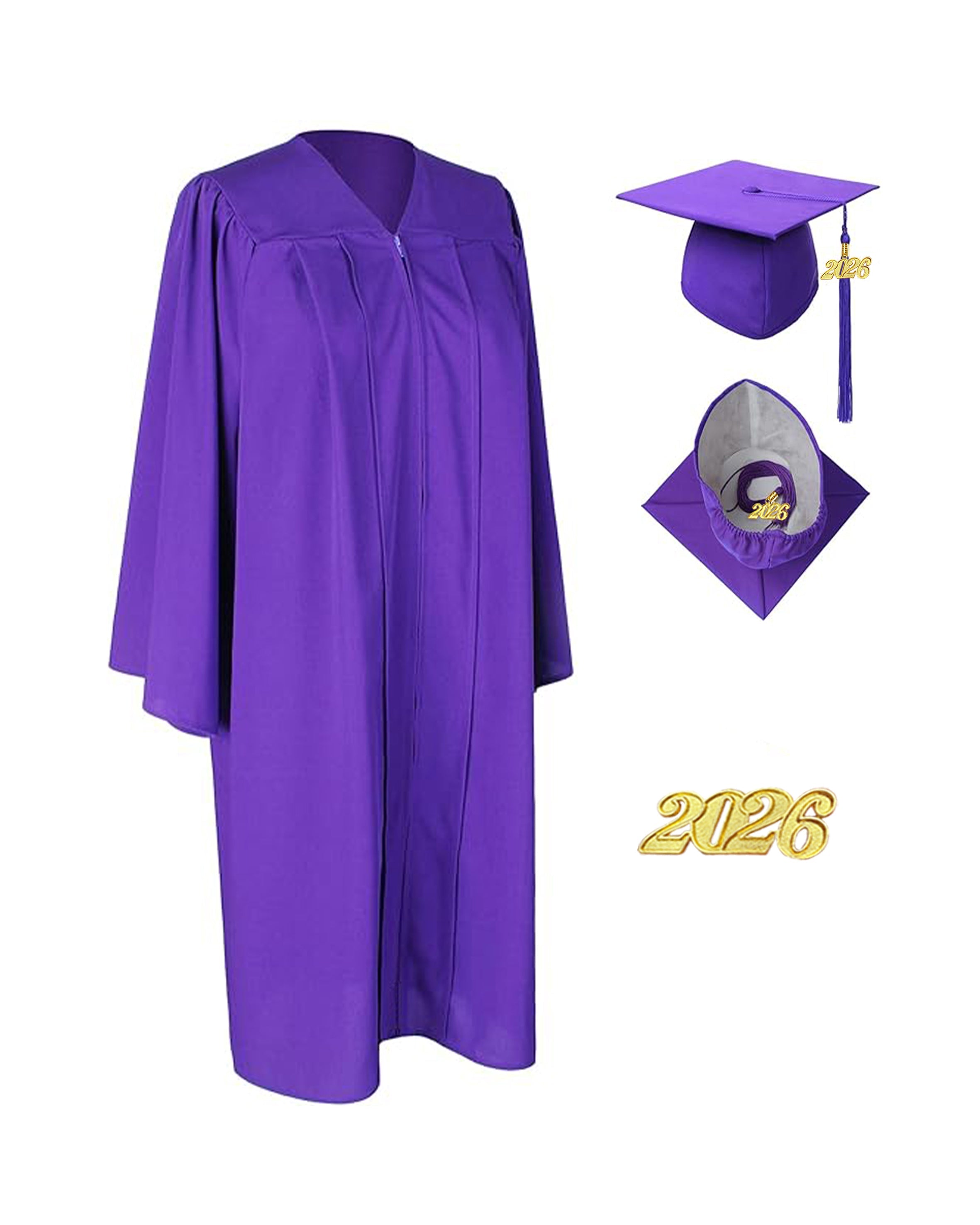 Unisex Matte Graduation Gown and Cap with Tassel 2026 Year Charm MyGradDay