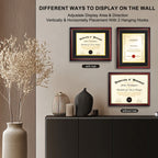 MyGradDay 8.5x11 Diploma Frame with Maroon over Gold Mat or Display 11x14 Document without Mat,Solid Wood & UV Protection Acrylic,Mahogany Degree Certificate Frame