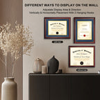 MyGradDay 8.5x11 Diploma Frame with Maroon over Gold Mat or Display 11x14 Document without Mat,Solid Wood & UV Protection Acrylic,Mahogany Degree Certificate Frame
