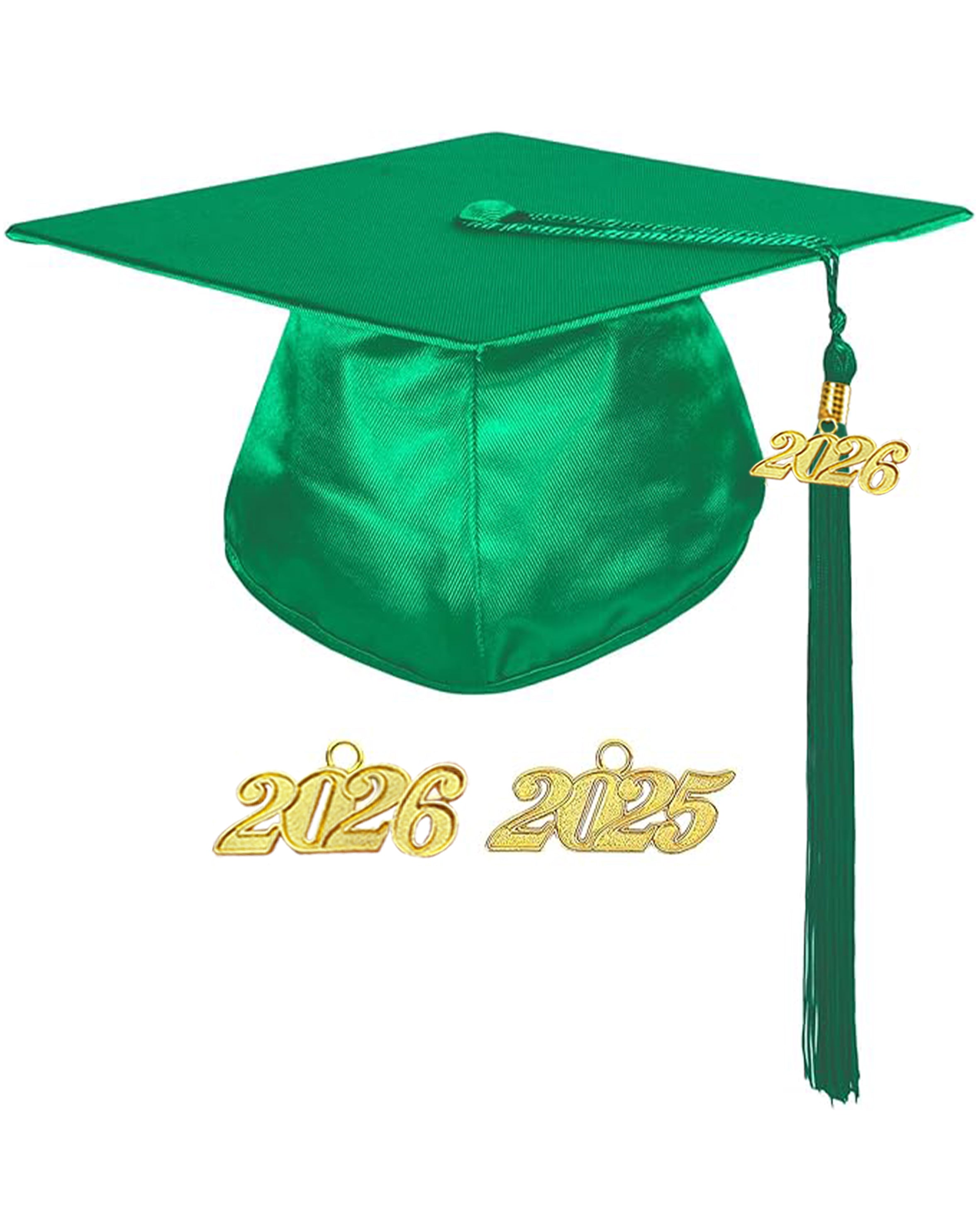MyGradDay Unisex Adult Shiny Graduation Cap with Tassel 2026 Year Charm