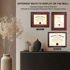MyGradDay 8.5x11 Diploma Frame with Maroon over Gold Mat or Display 11x14 Document without Mat,Solid Wood & UV Protection Acrylic,Mahogany Degree Certificate Frame