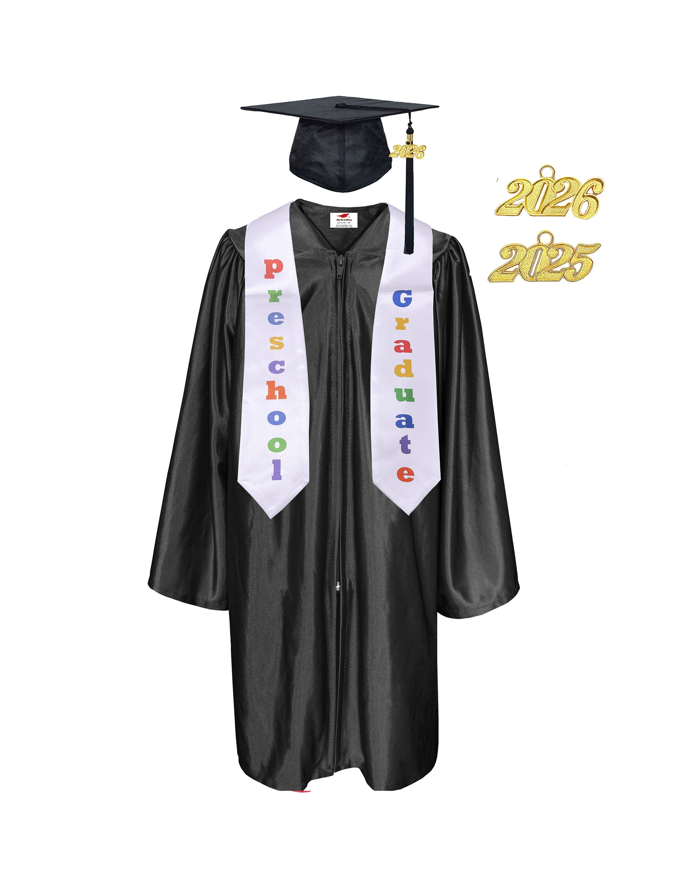 Unisex Shiny Preschool Graduation Stole Gown Cap & Tassel with 2026 Ye – MyGradDay