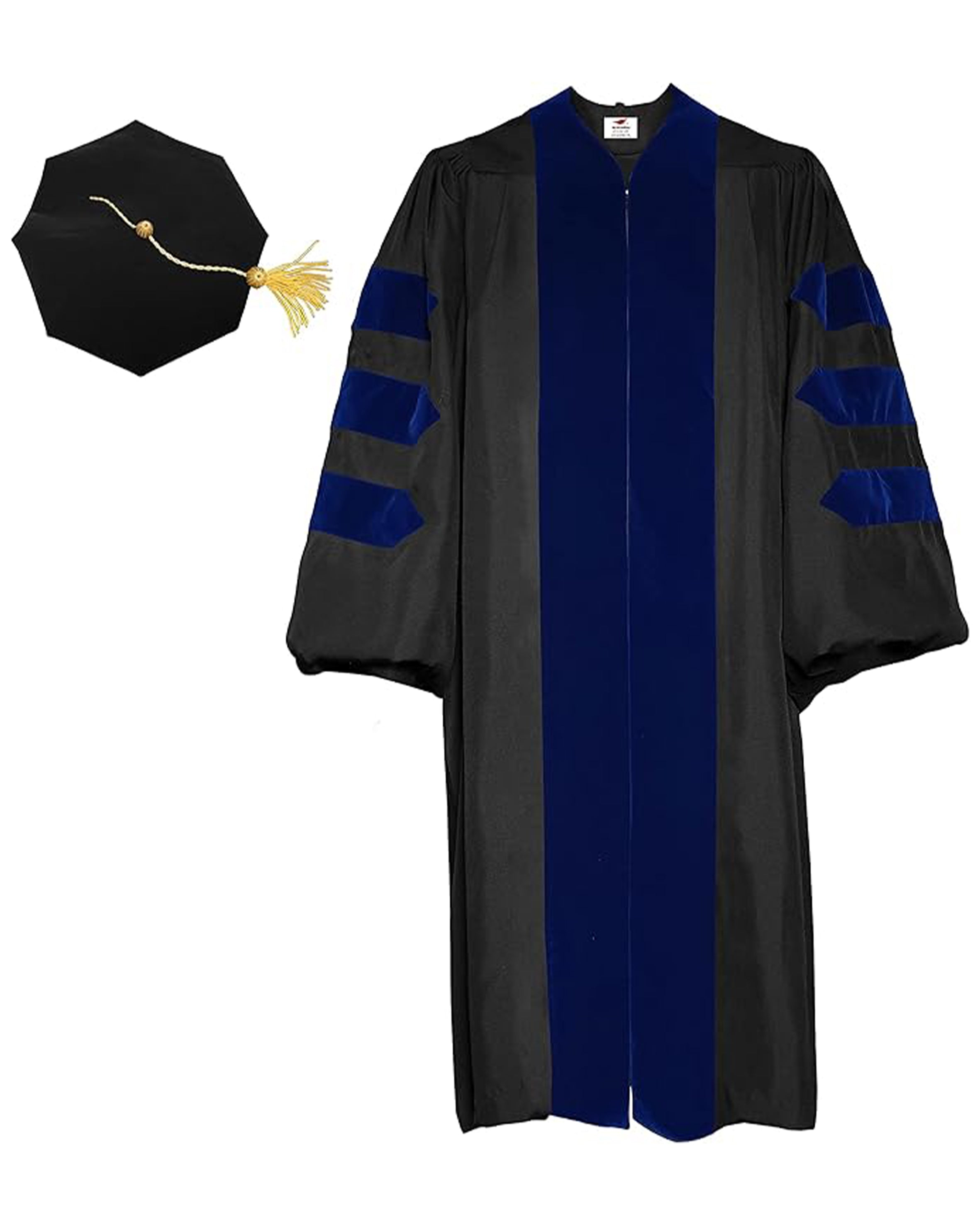 Deluxe Doctoral Graduation Gown with No Piping and Doctoral Tam Package ( Rich Color )