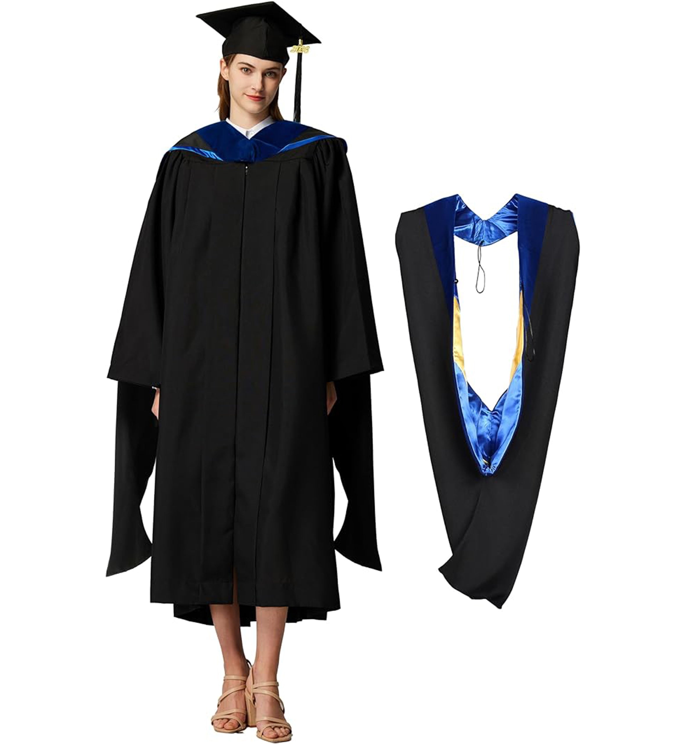 MyGradDay Unisex Master Graduation Gown Cap and Hood Master Regalia with 2026 Tassel