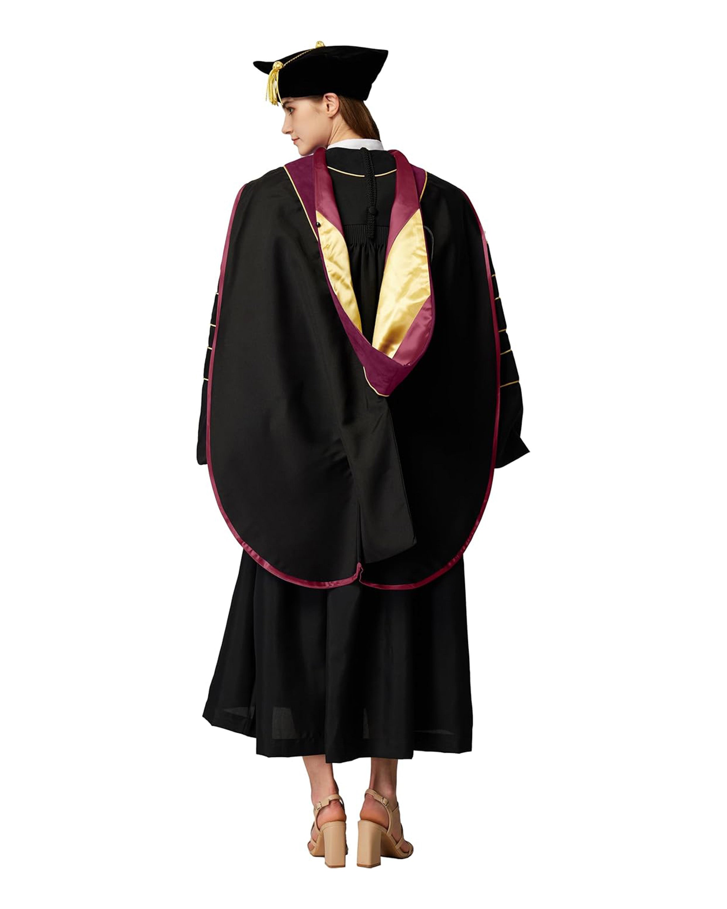 Deluxe Doctoral Graduation Hood with Gold Piping