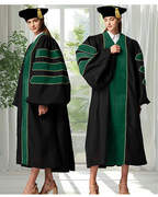 Deluxe Doctoral Graduation Gown with Gold Piping and Doctoral Tam Package (Emerald Green Velvet)