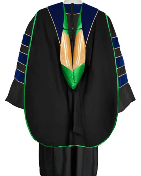 Deluxe Doctoral Graduation Hood with Gold Piping or NO piping