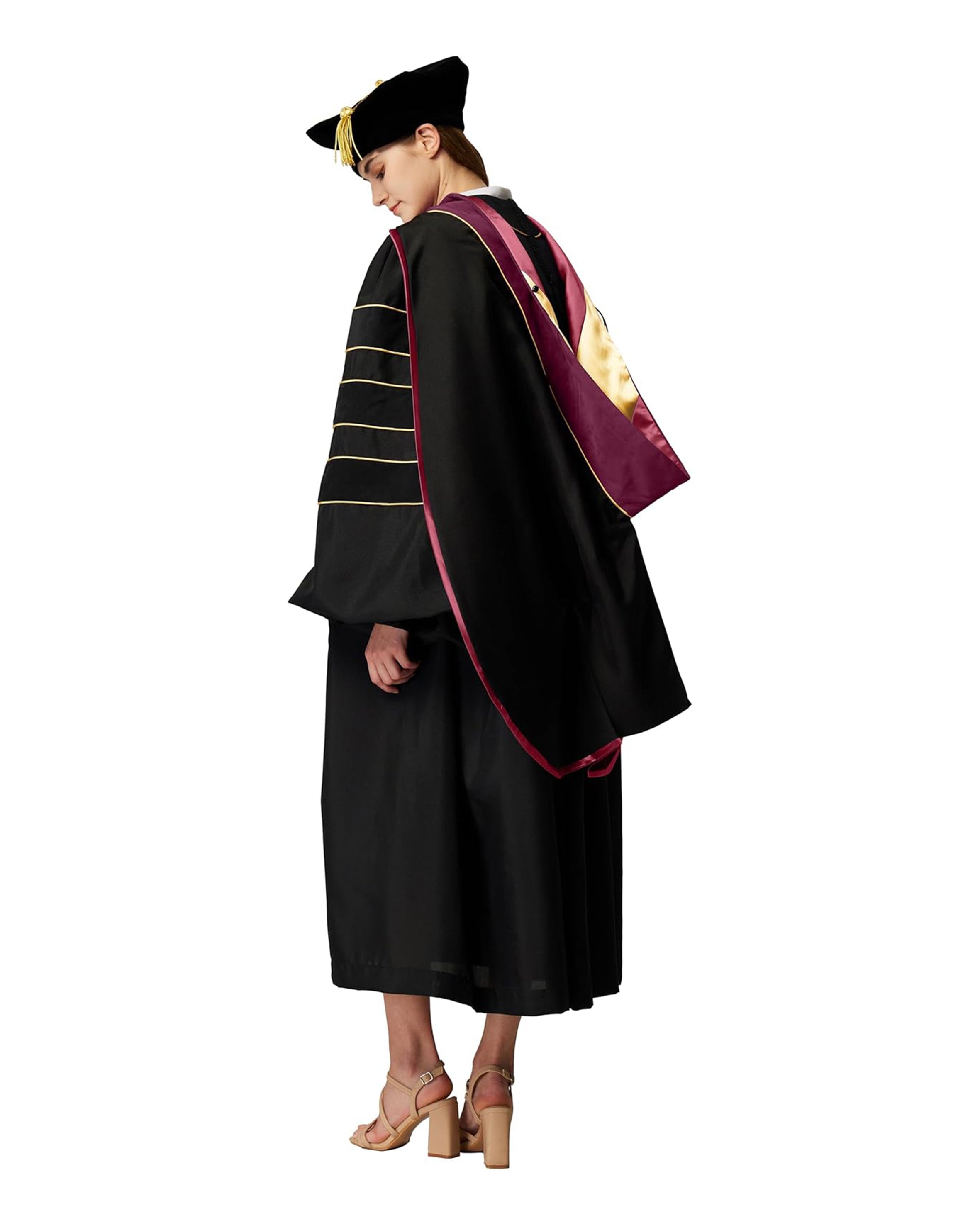 Deluxe Doctoral Graduation Hood with Gold Piping