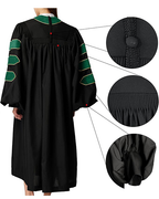 Deluxe Doctoral Graduation Gown with Gold Piping and Doctoral Tam Package (Emerald Green Velvet)